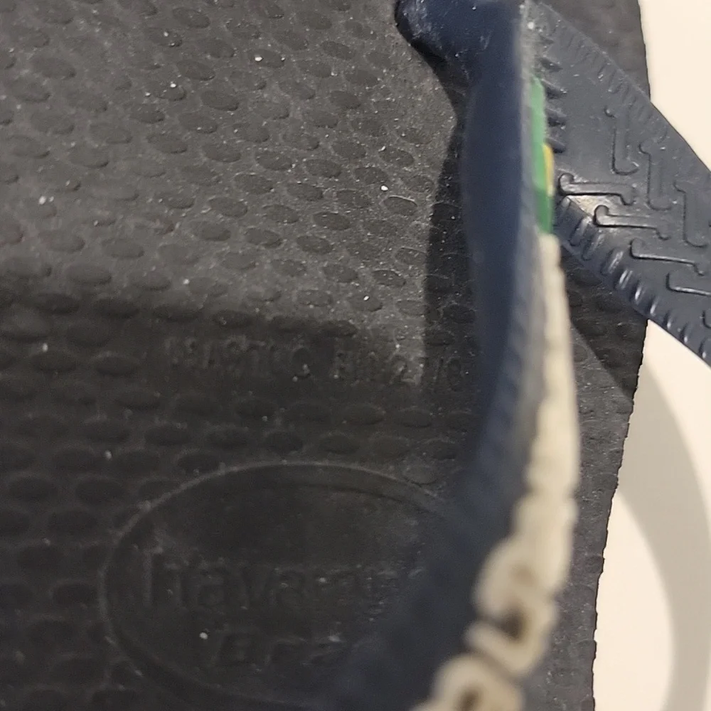 New BABY BRAZIL LOGO FLIP FLOPS NAVY BLUE size 25-26 usa 9/10c blue flip  sandal
